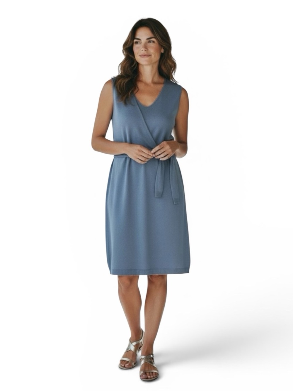 Peruvian Connection Island Pima
Cotton Sleeveless Dress Muted Blue, M